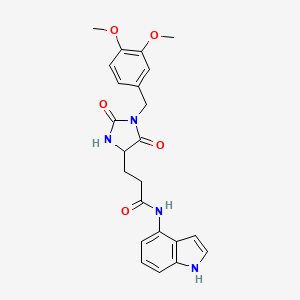 molecular formula C23H24N4O5 B11001354 3-[1-(3,4-dimethoxybenzyl)-2,5-dioxoimidazolidin-4-yl]-N-(1H-indol-4-yl)propanamide 