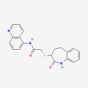 molecular formula C21H19N3O2S B11001360 2-[(2-hydroxy-4,5-dihydro-3H-1-benzazepin-3-yl)sulfanyl]-N-(quinolin-5-yl)acetamide 