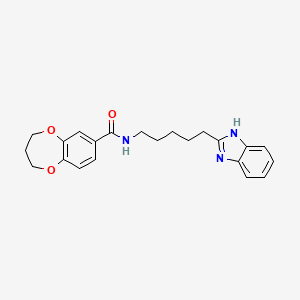 molecular formula C22H25N3O3 B11001495 N-[5-(1H-benzimidazol-2-yl)pentyl]-3,4-dihydro-2H-1,5-benzodioxepine-7-carboxamide 