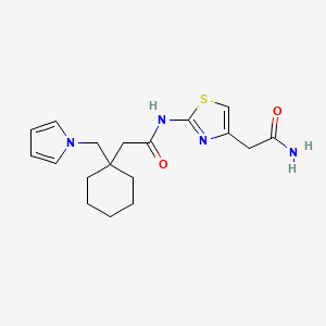 molecular formula C18H24N4O2S B11001532 N-[4-(2-amino-2-oxoethyl)-1,3-thiazol-2-yl]-2-[1-(1H-pyrrol-1-ylmethyl)cyclohexyl]acetamide 