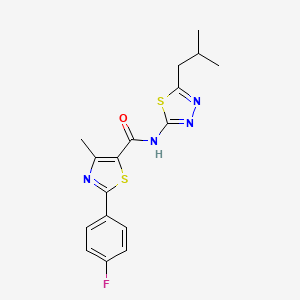 molecular formula C17H17FN4OS2 B11001562 2-(4-fluorophenyl)-4-methyl-N-[(2E)-5-(2-methylpropyl)-1,3,4-thiadiazol-2(3H)-ylidene]-1,3-thiazole-5-carboxamide 