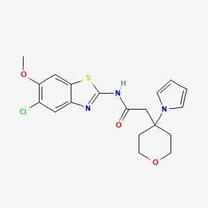 molecular formula C19H20ClN3O3S B11001567 N-(5-chloro-6-methoxy-1,3-benzothiazol-2-yl)-2-[4-(1H-pyrrol-1-yl)tetrahydro-2H-pyran-4-yl]acetamide 