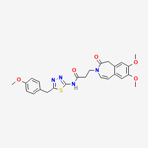 molecular formula C25H26N4O5S B11001573 3-(7,8-dimethoxy-2-oxo-1H-benzo[d]azepin-3(2H)-yl)-N-(5-(4-methoxybenzyl)-1,3,4-thiadiazol-2-yl)propanamide 