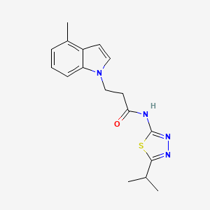 3-(4-methyl-1H-indol-1-yl)-N-[(2Z)-5-(propan-2-yl)-1,3,4-thiadiazol-2(3H)-ylidene]propanamide