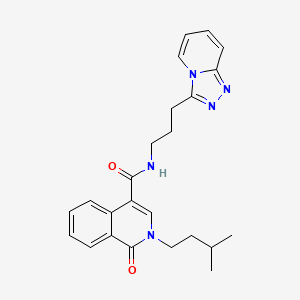 molecular formula C24H27N5O2 B11001614 2-(3-methylbutyl)-1-oxo-N-[3-([1,2,4]triazolo[4,3-a]pyridin-3-yl)propyl]-1,2-dihydroisoquinoline-4-carboxamide 