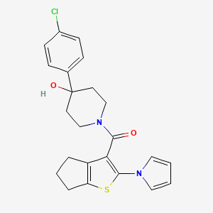 [4-(4-chlorophenyl)-4-hydroxypiperidin-1-yl][2-(1H-pyrrol-1-yl)-5,6-dihydro-4H-cyclopenta[b]thiophen-3-yl]methanone