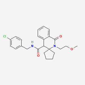 molecular formula C24H27ClN2O3 B11001632 N-(4-chlorobenzyl)-2'-(2-methoxyethyl)-1'-oxo-1',4'-dihydro-2'H-spiro[cyclopentane-1,3'-isoquinoline]-4'-carboxamide 