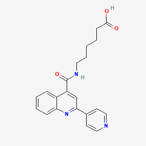 molecular formula C21H21N3O3 B11001635 6-({[2-(Pyridin-4-yl)quinolin-4-yl]carbonyl}amino)hexanoic acid 