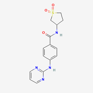 molecular formula C15H16N4O3S B11001703 N-(1,1-dioxidotetrahydrothiophen-3-yl)-4-(pyrimidin-2-ylamino)benzamide 