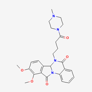 molecular formula C26H30N4O5 B11001722 9,10-Dimethoxy-6-[4-(4-methylpiperazin-1-yl)-4-oxobutyl]-6,6a-dihydroisoindolo[2,1-a]quinazoline-5,11-dione 