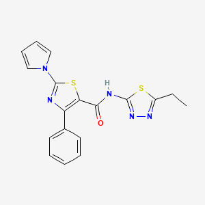 molecular formula C18H15N5OS2 B11001776 N-[(2Z)-5-ethyl-1,3,4-thiadiazol-2(3H)-ylidene]-4-phenyl-2-(1H-pyrrol-1-yl)-1,3-thiazole-5-carboxamide 