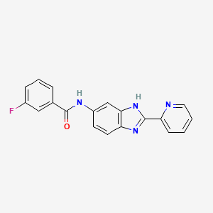 3-fluoro-N-[2-(pyridin-2-yl)-1H-benzimidazol-6-yl]benzamide