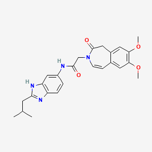 molecular formula C25H28N4O4 B11001900 2-(7,8-dimethoxy-2-oxo-1,2-dihydro-3H-3-benzazepin-3-yl)-N-[2-(2-methylpropyl)-1H-benzimidazol-6-yl]acetamide 