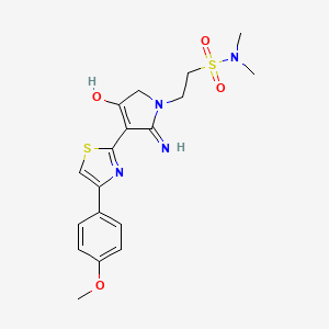 molecular formula C18H22N4O4S2 B11001954 2-{4-hydroxy-2-imino-3-[4-(4-methoxyphenyl)-1,3-thiazol-2-yl]-2,5-dihydro-1H-pyrrol-1-yl}-N,N-dimethylethanesulfonamide 