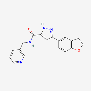 molecular formula C18H16N4O2 B11001979 5-(2,3-dihydro-1-benzofuran-5-yl)-N-(pyridin-3-ylmethyl)-1H-pyrazole-3-carboxamide 