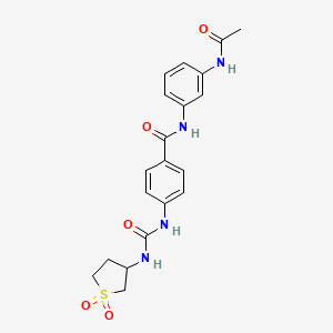 molecular formula C20H22N4O5S B11001981 N-[3-(acetylamino)phenyl]-4-{[(1,1-dioxidotetrahydrothiophen-3-yl)carbamoyl]amino}benzamide 