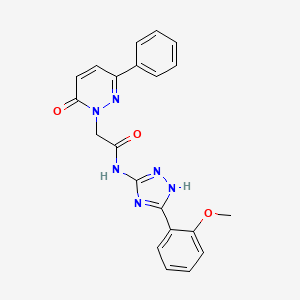 molecular formula C21H18N6O3 B11002011 N-[3-(2-methoxyphenyl)-1H-1,2,4-triazol-5-yl]-2-(6-oxo-3-phenylpyridazin-1(6H)-yl)acetamide 