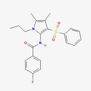 molecular formula C22H23FN2O3S B11002027 N-[4,5-dimethyl-3-(phenylsulfonyl)-1-propyl-1H-pyrrol-2-yl]-4-fluorobenzamide 