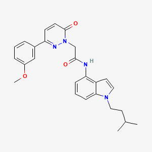 molecular formula C26H28N4O3 B11002044 2-[3-(3-methoxyphenyl)-6-oxopyridazin-1(6H)-yl]-N-[1-(3-methylbutyl)-1H-indol-4-yl]acetamide 