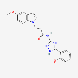 molecular formula C21H21N5O3 B11002054 3-(5-methoxy-1H-indol-1-yl)-N-[3-(2-methoxyphenyl)-1H-1,2,4-triazol-5-yl]propanamide 