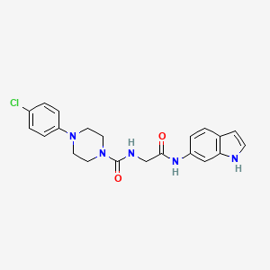 molecular formula C21H22ClN5O2 B11002096 4-(4-chlorophenyl)-N-[2-(1H-indol-6-ylamino)-2-oxoethyl]piperazine-1-carboxamide 