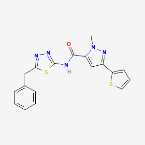 molecular formula C18H15N5OS2 B11002105 N-(5-benzyl-1,3,4-thiadiazol-2-yl)-1-methyl-3-(thiophen-2-yl)-1H-pyrazole-5-carboxamide 