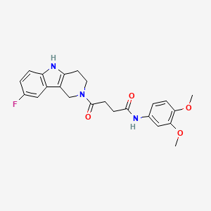 molecular formula C23H24FN3O4 B11002157 N-(3,4-dimethoxyphenyl)-4-(8-fluoro-1,3,4,5-tetrahydro-2H-pyrido[4,3-b]indol-2-yl)-4-oxobutanamide 