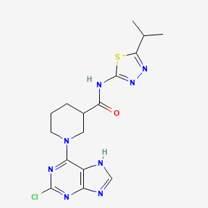 1-(2-chloro-9H-purin-6-yl)-N-[(2E)-5-(propan-2-yl)-1,3,4-thiadiazol-2(3H)-ylidene]piperidine-3-carboxamide