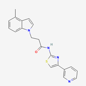 molecular formula C20H18N4OS B11002220 3-(4-methyl-1H-indol-1-yl)-N-[(2E)-4-(pyridin-3-yl)-1,3-thiazol-2(3H)-ylidene]propanamide 