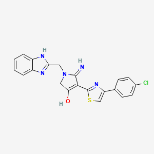 molecular formula C21H16ClN5OS B11002271 1-((1H-benzo[d]imidazol-2-yl)methyl)-5-amino-4-(4-(4-chlorophenyl)thiazol-2-yl)-1H-pyrrol-3(2H)-one 