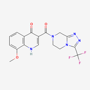 molecular formula C17H14F3N5O3 B11002301 (4-hydroxy-8-methoxyquinolin-3-yl)[3-(trifluoromethyl)-5,6-dihydro[1,2,4]triazolo[4,3-a]pyrazin-7(8H)-yl]methanone 