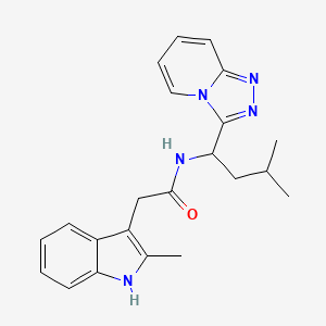 molecular formula C22H25N5O B11002310 2-(2-methyl-1H-indol-3-yl)-N-[3-methyl-1-([1,2,4]triazolo[4,3-a]pyridin-3-yl)butyl]acetamide 