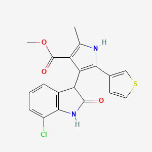 methyl 4-(7-chloro-2-oxo-2,3-dihydro-1H-indol-3-yl)-2-methyl-5-(thiophen-3-yl)-1H-pyrrole-3-carboxylate