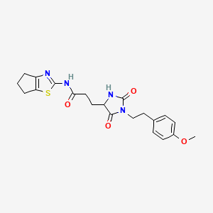 molecular formula C21H24N4O4S B11002412 N-(5,6-dihydro-4H-cyclopenta[d][1,3]thiazol-2-yl)-3-{1-[2-(4-methoxyphenyl)ethyl]-2,5-dioxoimidazolidin-4-yl}propanamide 