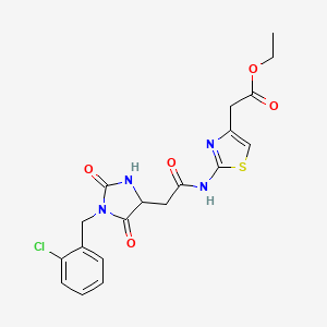 Ethyl [2-({[1-(2-chlorobenzyl)-2,5-dioxoimidazolidin-4-yl]acetyl}amino)-1,3-thiazol-4-yl]acetate