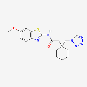 molecular formula C18H22N6O2S B11002478 N-[(2Z)-6-methoxy-1,3-benzothiazol-2(3H)-ylidene]-2-[1-(1H-tetrazol-1-ylmethyl)cyclohexyl]acetamide 