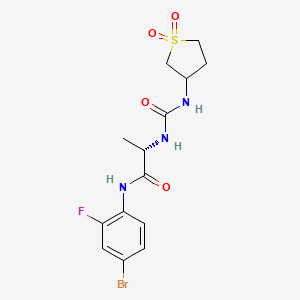 molecular formula C14H17BrFN3O4S B11002495 N-(4-bromo-2-fluorophenyl)-N~2~-[(1,1-dioxidotetrahydrothiophen-3-yl)carbamoyl]-L-alaninamide 