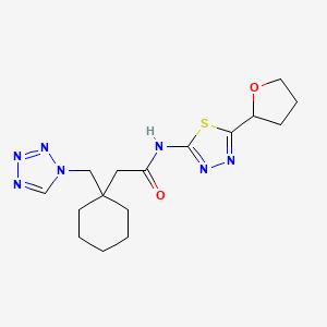 N-[(2E)-5-(tetrahydrofuran-2-yl)-1,3,4-thiadiazol-2(3H)-ylidene]-2-[1-(1H-tetrazol-1-ylmethyl)cyclohexyl]acetamide