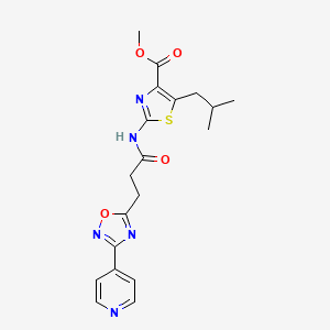 molecular formula C19H21N5O4S B11002563 Methyl 5-(2-methylpropyl)-2-({3-[3-(pyridin-4-yl)-1,2,4-oxadiazol-5-yl]propanoyl}amino)-1,3-thiazole-4-carboxylate 