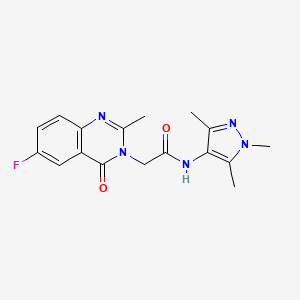 molecular formula C17H18FN5O2 B11002571 2-(6-fluoro-2-methyl-4-oxoquinazolin-3(4H)-yl)-N-(1,3,5-trimethyl-1H-pyrazol-4-yl)acetamide 