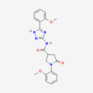 molecular formula C21H21N5O4 B11002617 1-(2-methoxyphenyl)-N-[3-(2-methoxyphenyl)-1H-1,2,4-triazol-5-yl]-5-oxopyrrolidine-3-carboxamide 