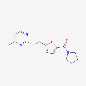 (5-{[(4,6-Dimethylpyrimidin-2-yl)sulfanyl]methyl}furan-2-yl)(pyrrolidin-1-yl)methanone