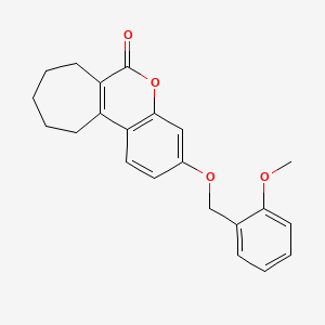 molecular formula C22H22O4 B11002782 3-[(2-methoxybenzyl)oxy]-8,9,10,11-tetrahydrocyclohepta[c]chromen-6(7H)-one 