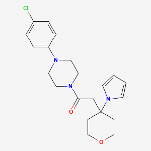 molecular formula C21H26ClN3O2 B11002793 1-[4-(4-chlorophenyl)piperazin-1-yl]-2-[4-(1H-pyrrol-1-yl)tetrahydro-2H-pyran-4-yl]ethanone 