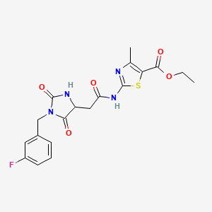 Ethyl 2-({[1-(3-fluorobenzyl)-2,5-dioxoimidazolidin-4-yl]acetyl}amino)-4-methyl-1,3-thiazole-5-carboxylate