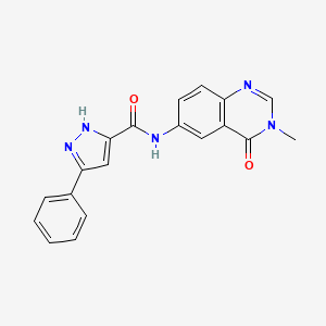 molecular formula C19H15N5O2 B11002835 N-(3-methyl-4-oxo-3,4-dihydroquinazolin-6-yl)-5-phenyl-1H-pyrazole-3-carboxamide 