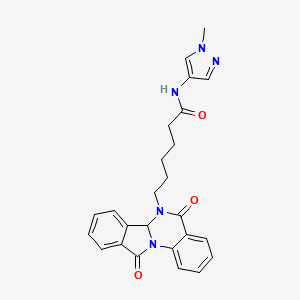 molecular formula C25H25N5O3 B11002844 6-(5,11-dioxo-6a,11-dihydroisoindolo[2,1-a]quinazolin-6(5H)-yl)-N-(1-methyl-1H-pyrazol-4-yl)hexanamide 