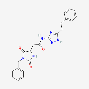 2-(1-benzyl-2,5-dioxoimidazolidin-4-yl)-N-[5-(2-phenylethyl)-1H-1,2,4-triazol-3-yl]acetamide