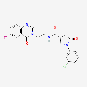 1-(3-chlorophenyl)-N-[2-(6-fluoro-2-methyl-4-oxoquinazolin-3(4H)-yl)ethyl]-5-oxopyrrolidine-3-carboxamide