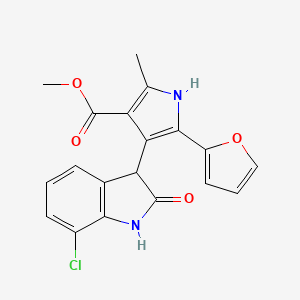 molecular formula C19H15ClN2O4 B11002938 methyl 4-(7-chloro-2-oxo-2,3-dihydro-1H-indol-3-yl)-5-(furan-2-yl)-2-methyl-1H-pyrrole-3-carboxylate 